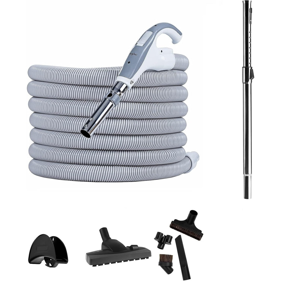 Brosse de sol, coloris gris, avec un tube telescopique