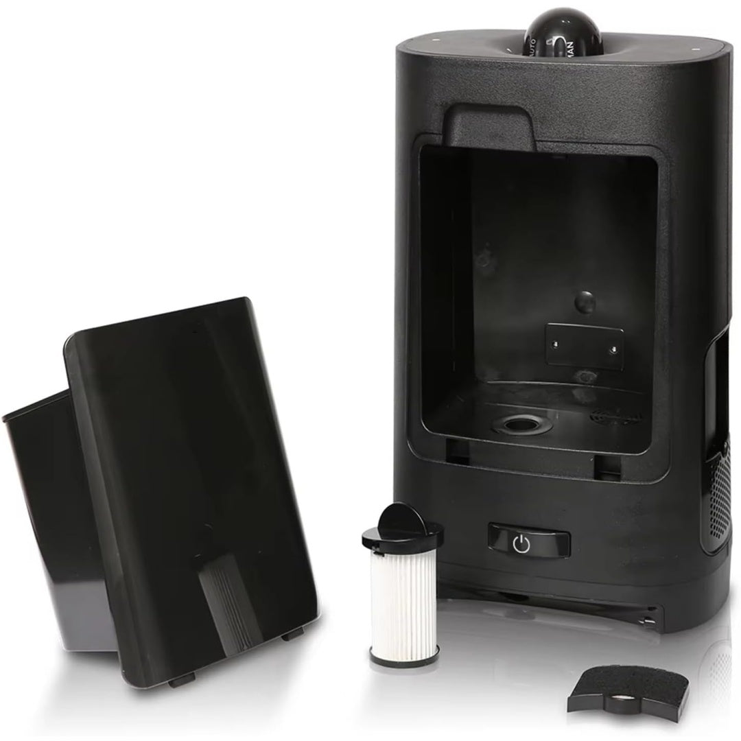 Aspirateur balai, coloris noir et gris, avec une filtration des particules fines
