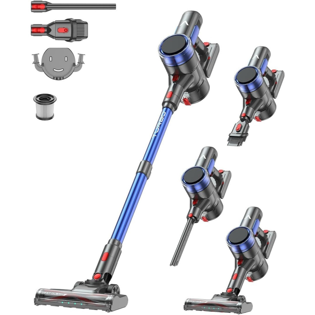 Aspirateur au format balai associant l'entretien des sols au coloris gris